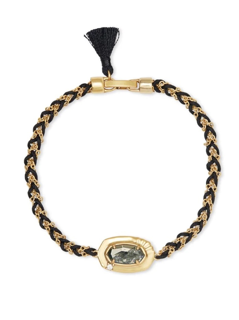 Kendra Scott Anna Vintage Gold Friendship Bracelet In Black Pyrite
